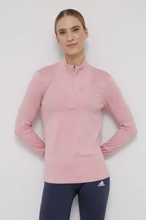 Koszulki i topy damskie - Adidas Performance Performance longsleeve do biegania kolor różowy z półgolfem - Performance - grafika 1
