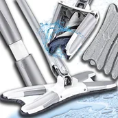 Miotły, szufle, mopy - MOP PŁASKI Z WYCISKACZEM OBROTOWY DO MYCIA PODŁÓG WKŁAD MIKROFIBRA - miniaturka - grafika 1