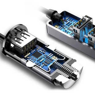Enjoy Baseus Baseus Together ładowarka samochodowa z przedłużaczem hubem 4x USB 5.5A szary (CCTON-0G) hurtel-37937-0 - Ładowarki samochodowe - miniaturka - grafika 13