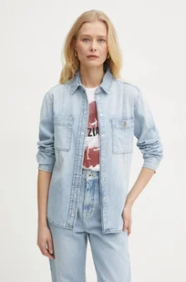 Patrizia Pepe koszula jeansowa damska kolor niebieski regular z kołnierzykiem klasycznym 8C0771 D098 - Koszule damskie - miniaturka - grafika 1