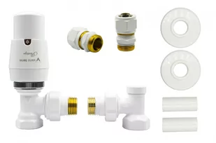 Zawór termostatyczny ELEGANT kątowy biały All in One Pex 16mm - Zawory i kraniki - miniaturka - grafika 1