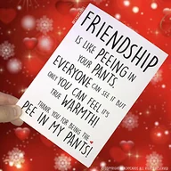 Kartki okolicznościowe i zaproszenia - Peachy Antics Peachy Antics Friendship Is Like Peeing In Your Pants zabawna kartka z życzeniami Happy Birthday Best Friend BFF nowość kartka przyjaźń kartka z podziękowaniami PC141 WSD_PC141 - miniaturka - grafika 1