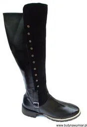 BnW Kozaki skórzane cholewka 43 cm płaski 3,5 cm - Kozaki damskie - miniaturka - grafika 1