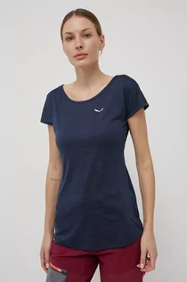 Koszulki sportowe damskie - Salewa T-shirt sportowy kolor granatowy - grafika 1