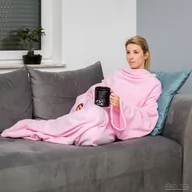 Księgarnia OUTLET - Kocyk Szlafrok Jasny Róż koc z rękawami polarowy - miniaturka - grafika 1