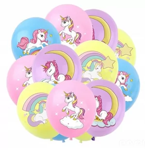 Balony z Nadrukiem - JEDNOROŻEC - 12szt - Urodziny dziecka - miniaturka - grafika 1