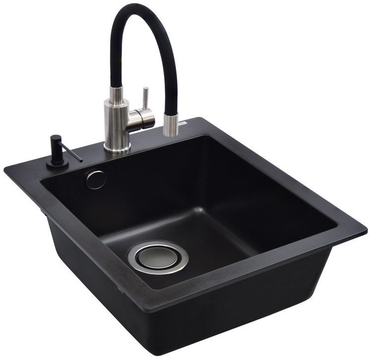 Aquasanita SINK SIMPLEXSQS100+MIXER+DISP BLACK