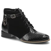 Botki damskie - Czarne Botki Maciejka Wygodne Skórzane Buty - miniaturka - grafika 1