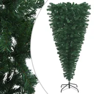 Choinki - vidaXL vidaXL Odwrócona, sztuczna choinka z lampkami LED, zielona, 120 cm - miniaturka - grafika 1