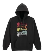 Bluzy męskie - Bluza dla Gitarzysty Vintage Gitary z Nadrukiem Muzyka Czarna XXL - miniaturka - grafika 1