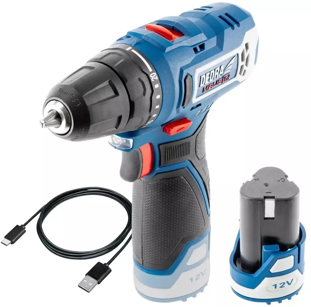 Dedra Wiertarko-wkrętarka DED7310T01 12 V 1 x akumulator 2 Ah