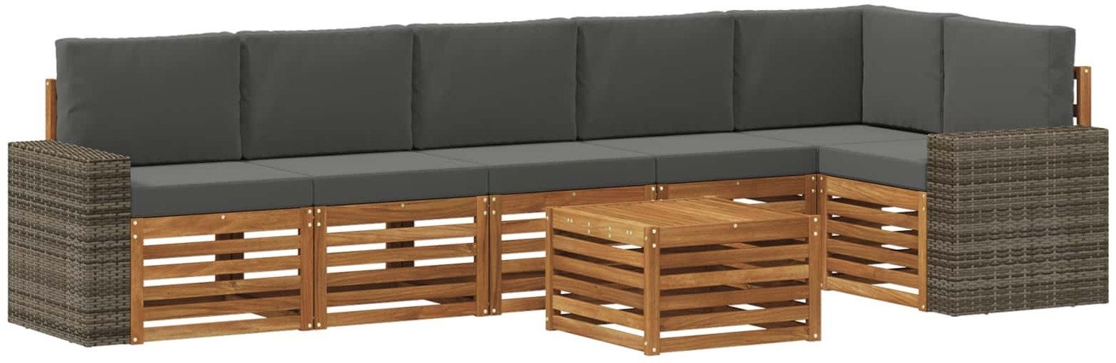 vidaXL Zestaw sofy narożnej z poduszką 7 pcs Naturalny i Antracytowy