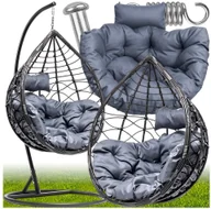 Fotele ogrodowe wiszące - KANZA Hitbaits KOKON Fotel WISZACY czarny gruby splot - miniaturka - grafika 1