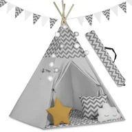 Namioty i tipi dla dzieci - Namiot dla dzieci tipi, iglo, wigwam, z girlandą i poduszkami Nukido, szary - miniaturka - grafika 1