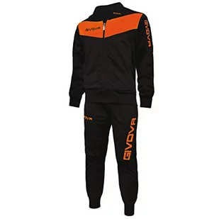 Givova Visa męski dres treningowy, wielokolorowy (czarny/pomarańczowy fluo), 2XL - Zestawy męskiej odzieży sportowej - miniaturka - grafika 1