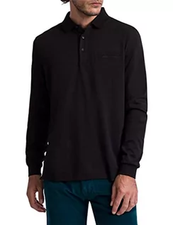 Bluzy męskie - Pierre Cardin Męska bluza polo z długim rękawem, czarna, M - grafika 1