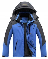 Kurtki męskie - KURTKA MĘSKA ZIMOWA OCIEPLANA Z KAPTUREM OUTDOOR - NIEBIESKA - XL - miniaturka - grafika 1