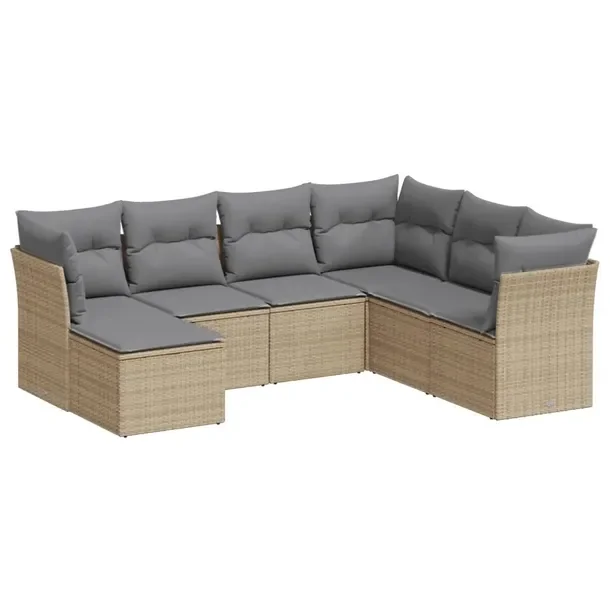 Zestaw mebli ogrodowych modułowych, beżowy, rattan PE, 55x62x69 cm