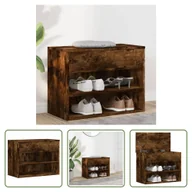 Szafki na buty - The Living Store Ławka na buty dąb wędzony 60x30x45 cm materiał drewnopochodny - miniaturka - grafika 1