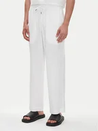 Spodnie męskie - Emporio Armani Spodnie materiałowe EM000586 AF12356 U0002 Biały Regular Fit - miniaturka - grafika 1