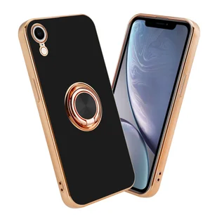 Pokrowiec Do Apple iPhone XR Etui w Glossy Czarny - Złoto magnetycznym Obudowa Case Cover Ochronny Cadorabo - Etui i futerały do telefonów - miniaturka - grafika 1