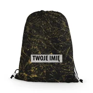 Plecaki worki - WORKO-PLECAK z Twoim imieniem Czarny marmur i złoto 043 - miniaturka - grafika 1