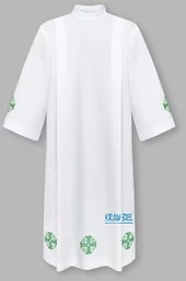 Alba kapłańska haftowana - krzyż, zielony haft. - Szaty liturgiczne - miniaturka - grafika 1