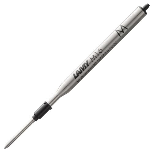 LAMY M 16 wkładów 801 – wkład do długopisu z metalu w kolorze czarnym – szerokość kreski M