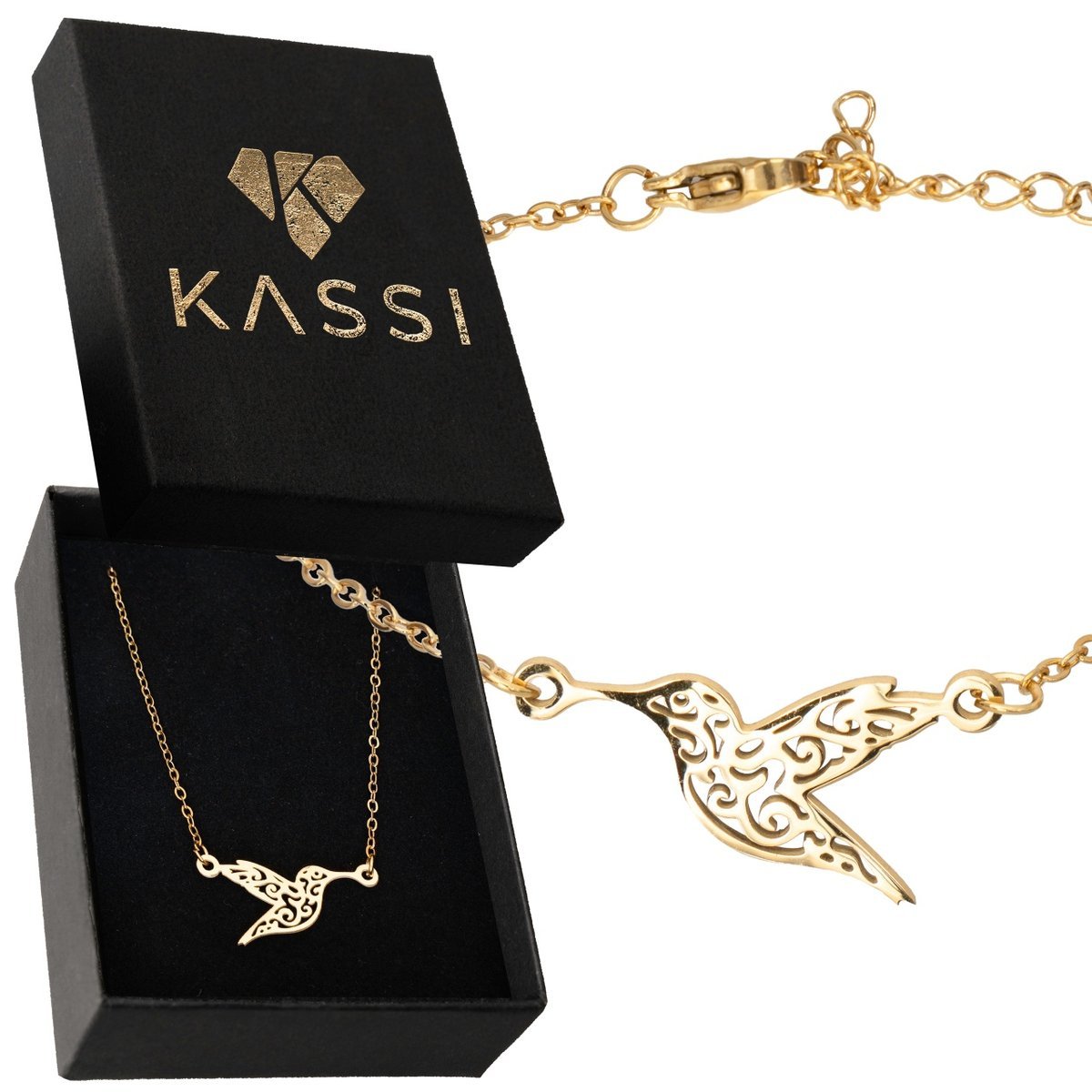 bransoletka złota damska ze stali chirurgicznej ptak pozłacana złoto 585