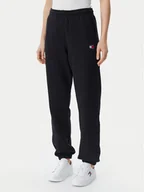 Spodnie sportowe damskie - Tommy Jeans Spodnie dresowe Badge DW0DW20679 Czarny Regular Fit - miniaturka - grafika 1