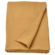 Koce - IKEA INDIRA Narzuta na łóżko pled 150x250cm koc ŻÓŁTA bawełniana - miniaturka - grafika 1