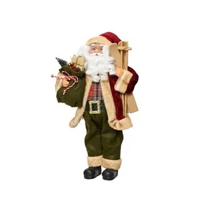 Mikołaj poliestrowy czerwono-zielony 45 cm - Ozdoby bożonarodzeniowe - miniaturka - grafika 1