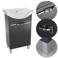 Szafki łazienkowe - Szafka Łazienkowa z Umywalką stojąca szara 50 z półką cichy domyk - miniaturka - grafika 1