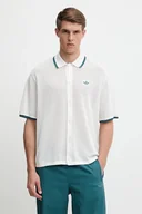 Koszule męskie - adidas Originals koszula bawełniana Knitted Shirt męska kolor biały relaxed z kołnierzykiem klasycznym KC3526 - miniaturka - grafika 1