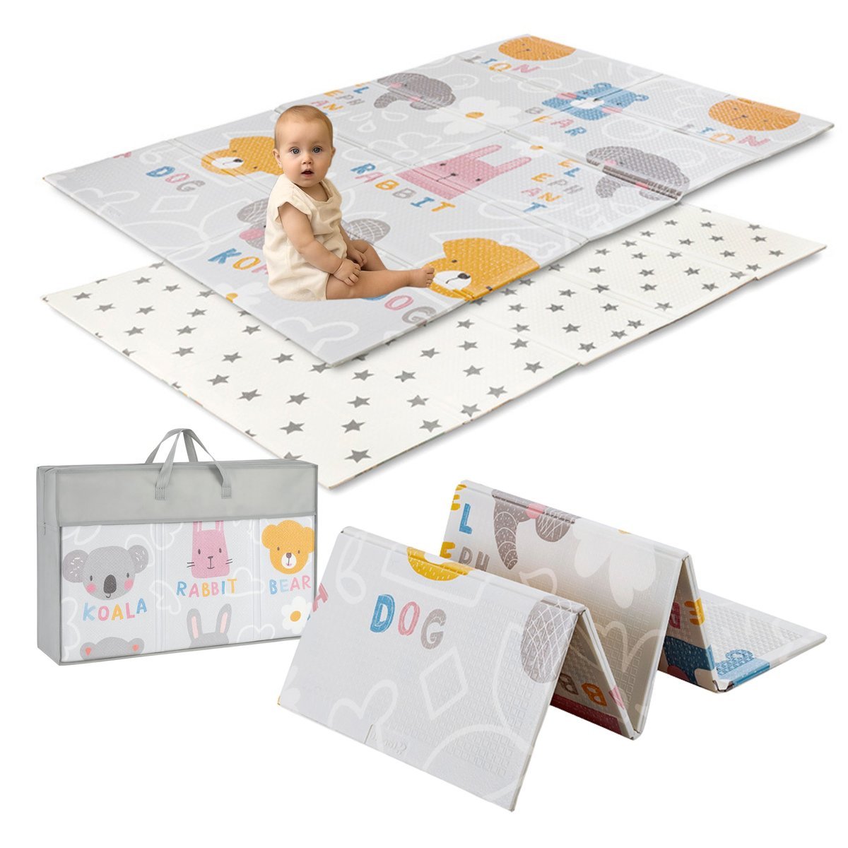 MATA EDUKACYJNA PIANKOWA DWUSTRONNA SKŁADANA MATA DLA DZIECI DUŻA 120X180CM LORELLI