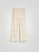 Swetry damskie - Reserved - Ażurowe spodnie - kremowy - miniaturka - grafika 1