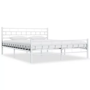 vidaXL Rama łóżka, biała, metalowa, 180 x 200 cm - Łóżka - miniaturka - grafika 1