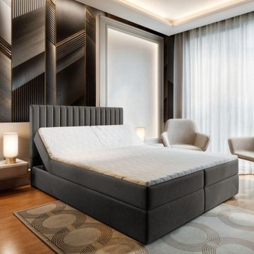 Łóżko Kontynentalne Murlo 160x200 Regulowane z Materacem Duże Dwuosobowe