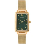 Zegarki damskie - Złoty damski zegarek prostokąt z bransoletką zielona tarcza PACIFIC X6206-05 - miniaturka - grafika 1