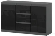 Komody - Komoda Nowoczesna 3 Szuflady Agnes 120cm Do Salonu Szara Czarny Połysk - miniaturka - grafika 1