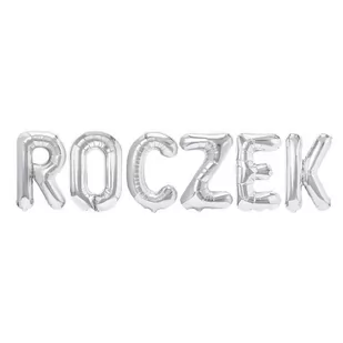 Napis ROCZEK - Balon Foliowy Srebrny - Baby shower i roczek - miniaturka - grafika 1