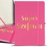 Notesy i bloczki - NOTES Różowy A5 GOLD Złocenie SUPER SZEFOWA Wzory - miniaturka - grafika 1