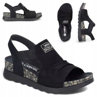 Rieker 39 Sandały damskie SKÓRZANE na platformie lekkie obuwie letnie modne - Sandały damskie - miniaturka - grafika 1