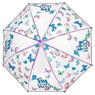 Parasol dziecięcy Perletti Cool Kids manualny długi transparentny dla dziewczynek wzór motyle - Parasolki dla dzieci - miniaturka - grafika 1