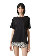 Koszulki i topy damskie - Koton Damska koszulka oversize z krótkim rękawem, czarny (999), XXL - miniaturka - grafika 1