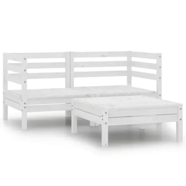 Drewniany zestaw wypoczynkowy na patio, biały, wymiary sofy: 63,5x63,5x62,