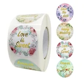 Pasmanteria - Naklejki Ozdobne Okrągłe 3,8 cm Love Ślubne 100Szt - miniaturka - grafika 1