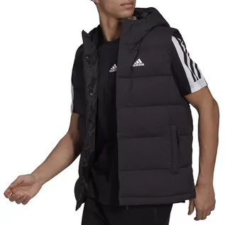 Kurtki i kamizelki sportowe męskie - Bezrękawnik adidas Helionic Hooded Down Vest HG6277 - czarny - Adidas - grafika 1