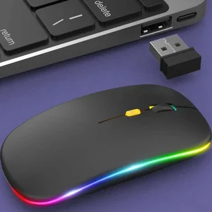 Cicha Myszka slim mysz bezprzewodowa Alogy podświetlana LED RGB do laptopa tabletu Czarna 14567X1 - Myszki - miniaturka - grafika 8