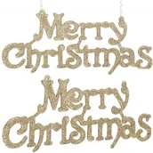 Bombki - Ozdoba choinkowa 2 szt. napis Merry Christmas zawieszka świąteczna 24cm złota - miniaturka - grafika 1